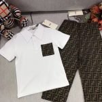 fendi polo shirt+embroidered matte denim pants (1)