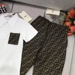 fendi polo shirt+embroidered matte denim pants (1)
