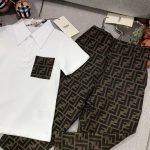 fendi polo shirt+embroidered matte denim pants (1)