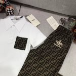 fendi polo shirt+embroidered matte denim pants (1)