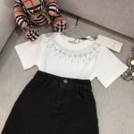 gucci short sleeve+jacquard denim half skirt set (1)
