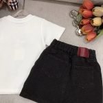 gucci cotton short sleeve tshirt+embroidered denim half skirt