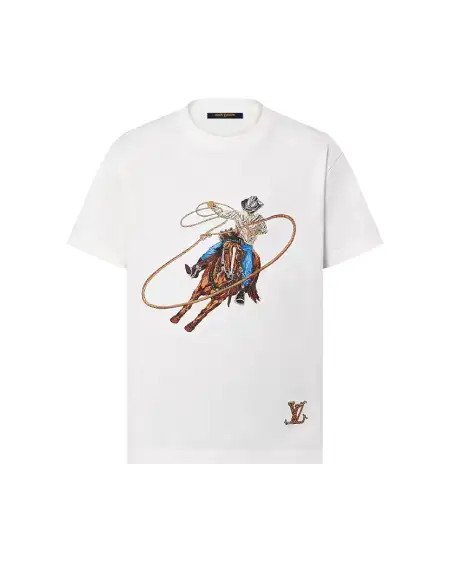 LV Graphic Embroidered Cotton T-Shirt