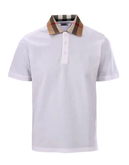 Burberry check collar cotton T-shirt