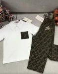 Fendi polo shirt+embroidered matte denim pants