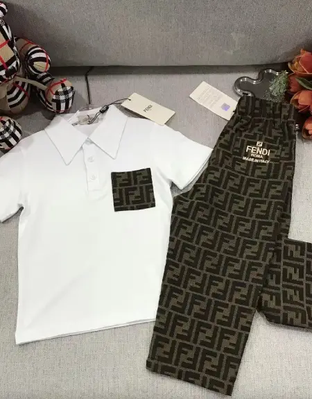 Fendi polo shirt+embroidered matte denim pants