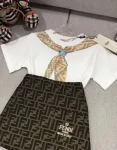 fendi short sleeve+jacquard denim half skirt set (6)