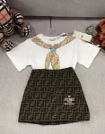 fendi short sleeve+jacquard denim half skirt set (6)