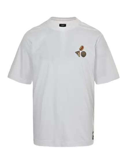 Fendi 25ss hot dog pizza badge embroidered short sleeve T-shirt