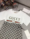 gucci cotton short sleeve tshirt+embroidered denim half skirt